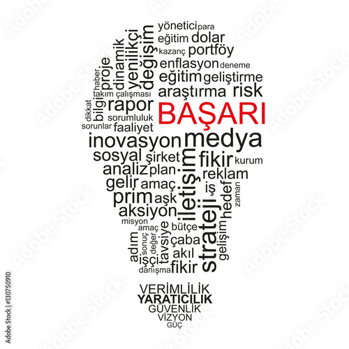 Success word on light bulb shape - Turkish