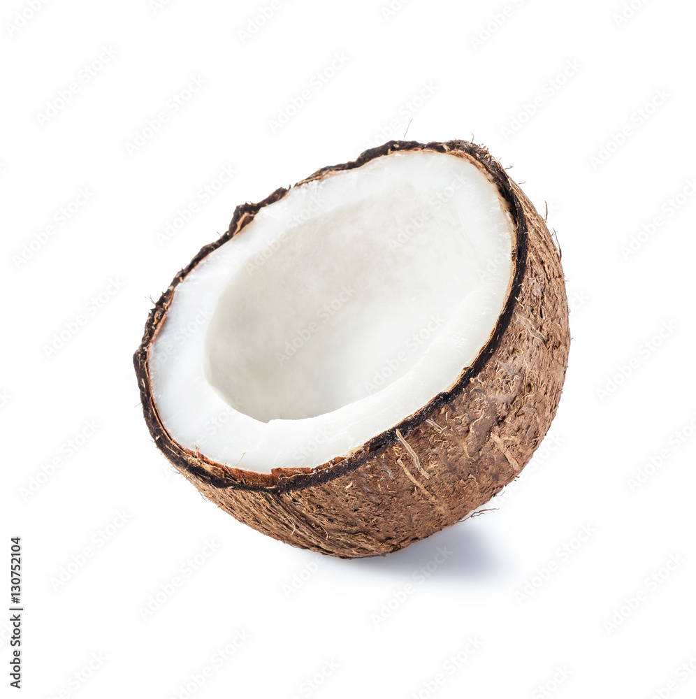 Half coconut isolated on white background. Clipping Path Half coconut isolated on white background. Clipping Path
