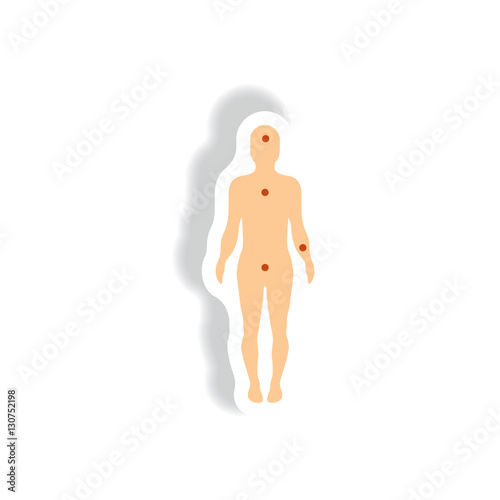 Vector paper sticker various symptoms of leukemia on the human