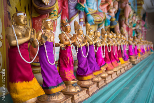 Photography KUALA LUMPUR, MALAYSIA; 20th NOVEMBER 2016 - Small figure statues in Sri Maha Mariamman Temple Dhevasthanam near downtown Kuala Lumpur, Malaysia