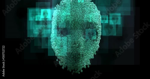 Digital animation of surreal alien heads
