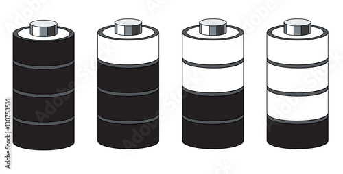 Vector 3d battery greyscale set