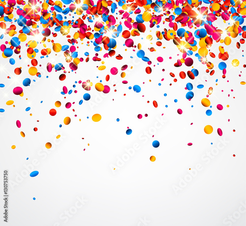 Background with colorful glossy confetti.