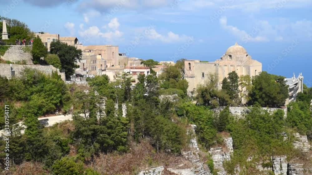 View of Erice rocky mountain from the Torre Pepoli, Sicily, Italy View of Erice rocky mountain from the Torre Pepoli, Sicily, Italy