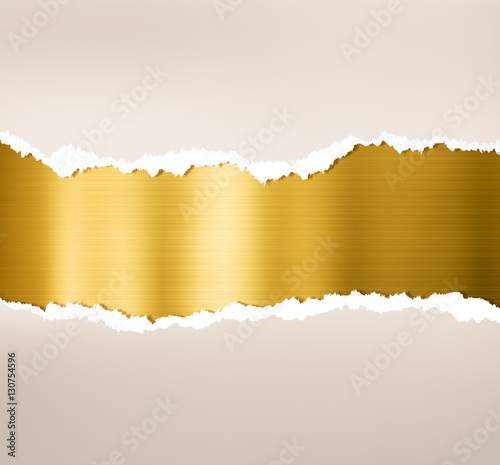 Torn paper with gold metal ...