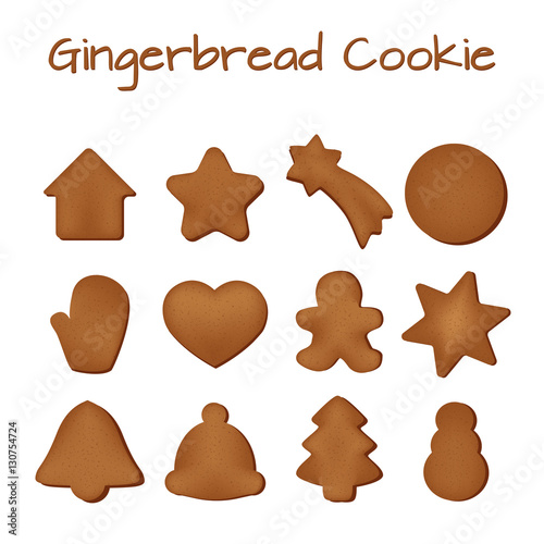Set of gingerbread cookies on a white background.