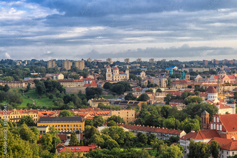 Panorama of the city. The historic center of Vilnius