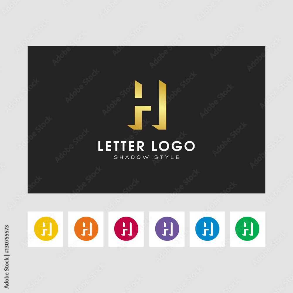 H shadow letter logo. gold color and some other colors H shadow letter logo. gold color and some other colors