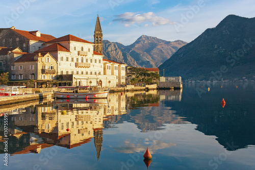 Sunny winter day in Perast town. Montenegro photo