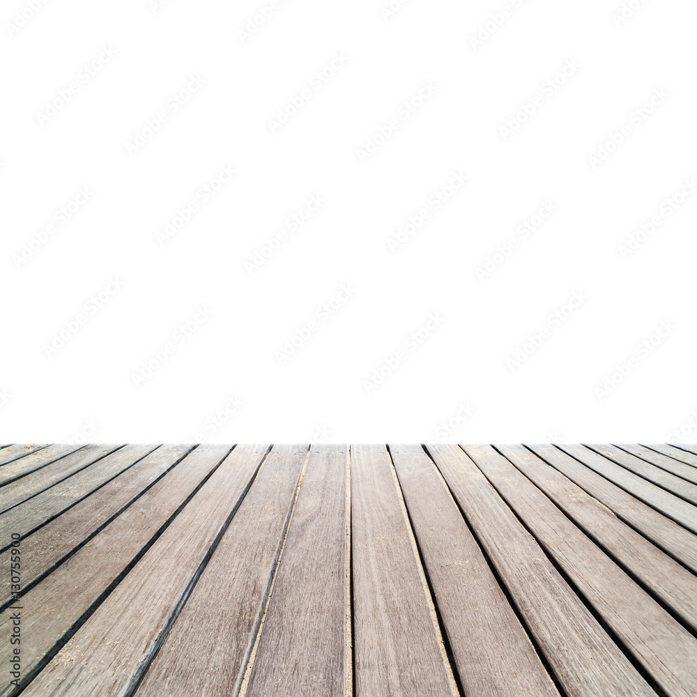 Brown  wooden planks isolated on white background. Advertise, sh
