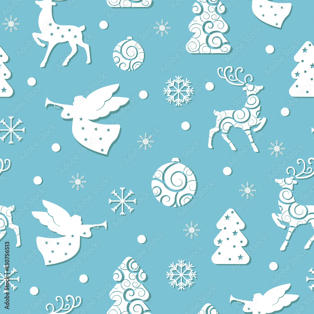 Christmas seamless pattern with holiday symbols