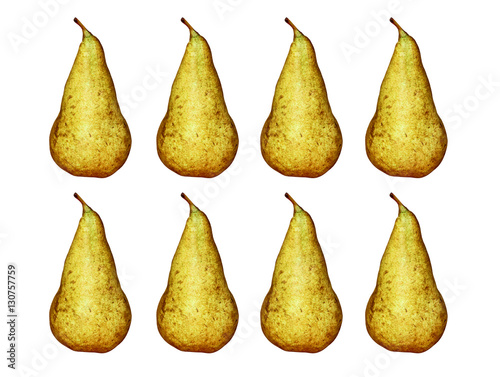 Set of sweet pear isolated on white background.