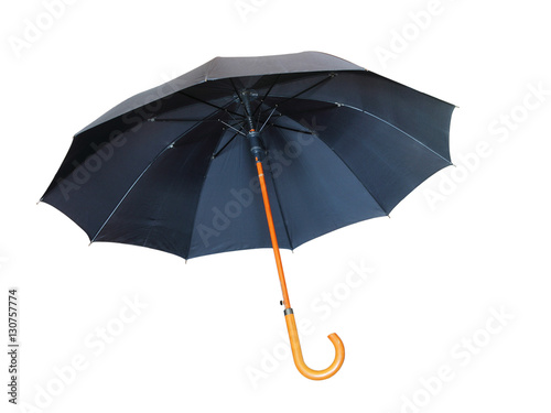 Black umbrella isolated on white background.
