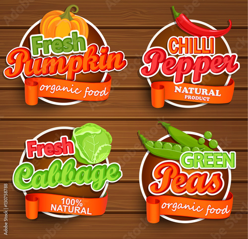 Farm fresh, organic food label. Vector.