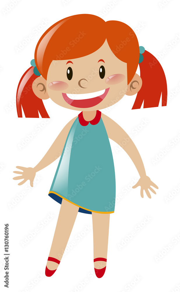Cute girl in blue dress standing Cute girl in blue dress standing