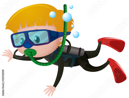 boy scuba diving underwater