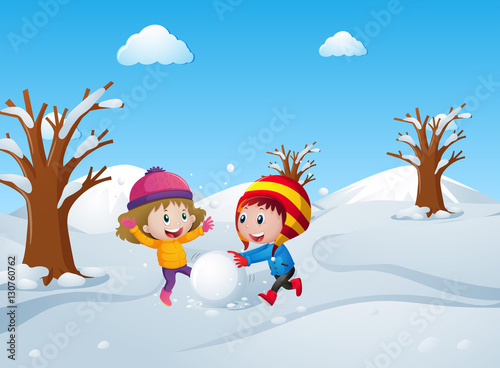 Children playing in the snow