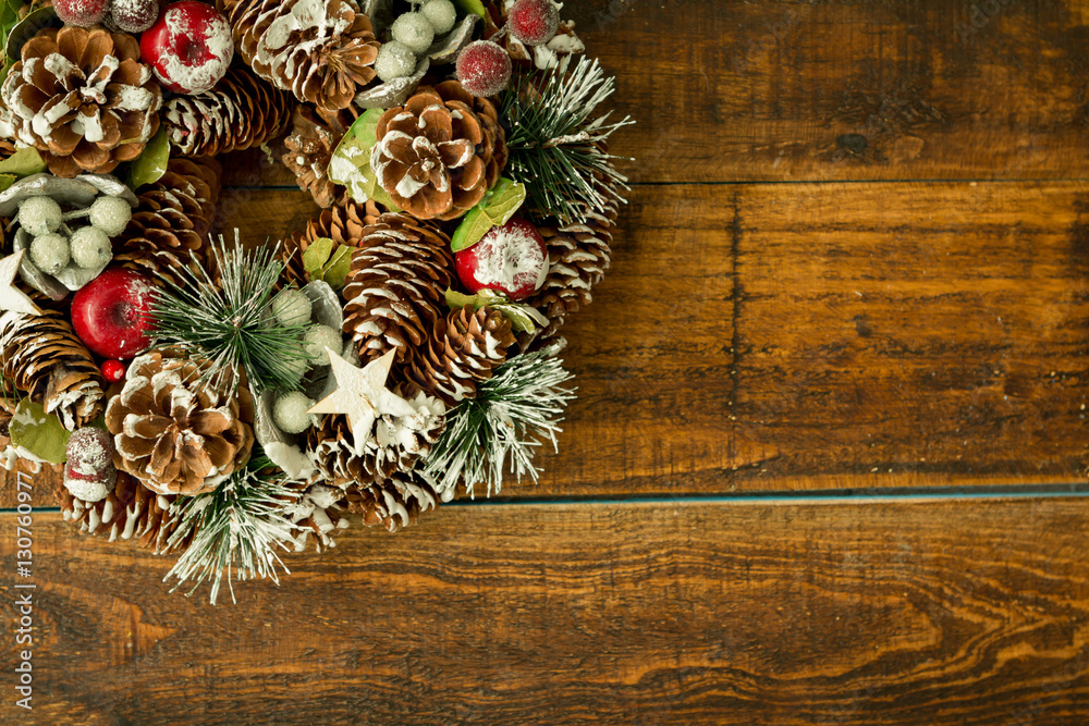 Christmas wreath formed by natural elements Christmas wreath formed by natural elements