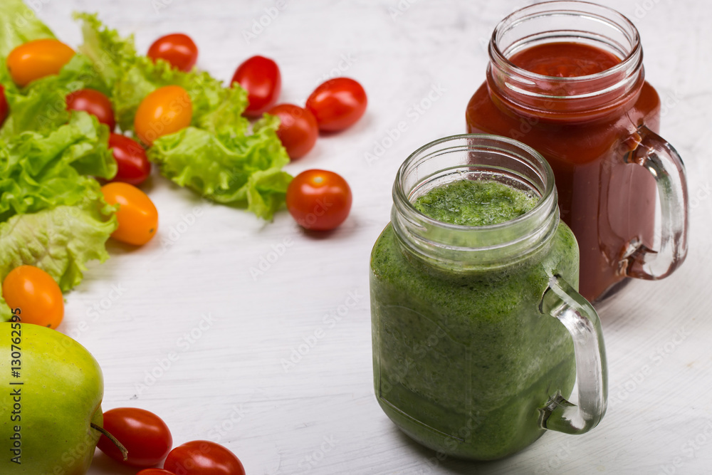 Vegetable smoothie drink. Healthy eating and detox. Vegetable smoothie drink. Healthy eating and detox.