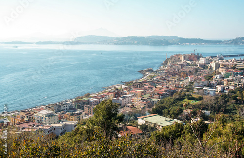 landscape of the gulf of Pozzuoli and Pozzuoli town, Naples, Campi Flegrei, Italy