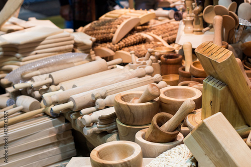 a lor of cups and bamboo rolling pins