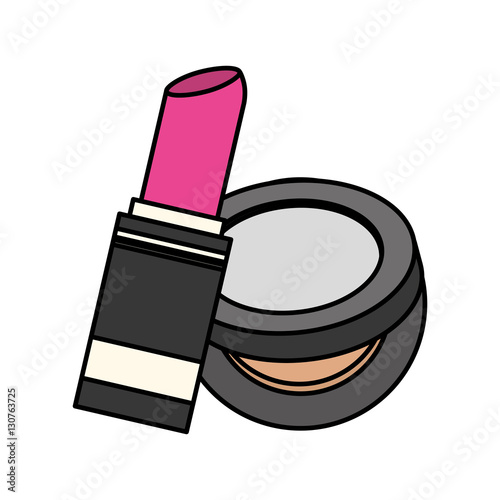 lipstick and face powder icon over whte background. makeup and cosmetic concept. colorful design. vector illustration