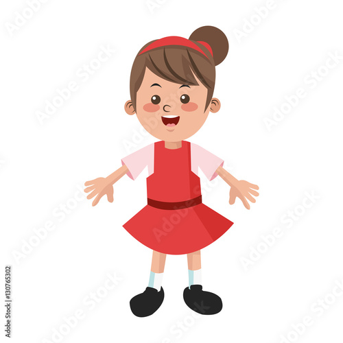 Girl cartoon icon. Kid childhood little and people theme. Isolated design. Vector illustration