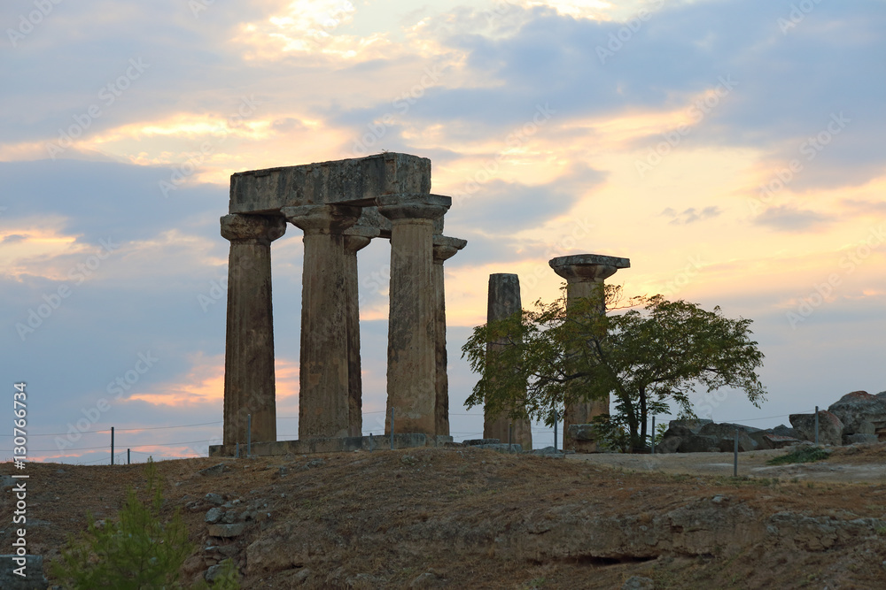 Ruins of Apollo temple in Corinth, Greece