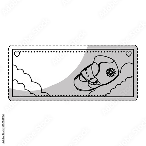 card with baby shoe icon over white background. vector illustraiton