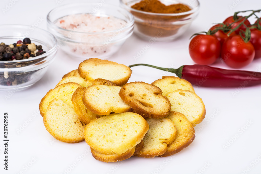 Crispy fried slices of bread Crispy fried slices of bread