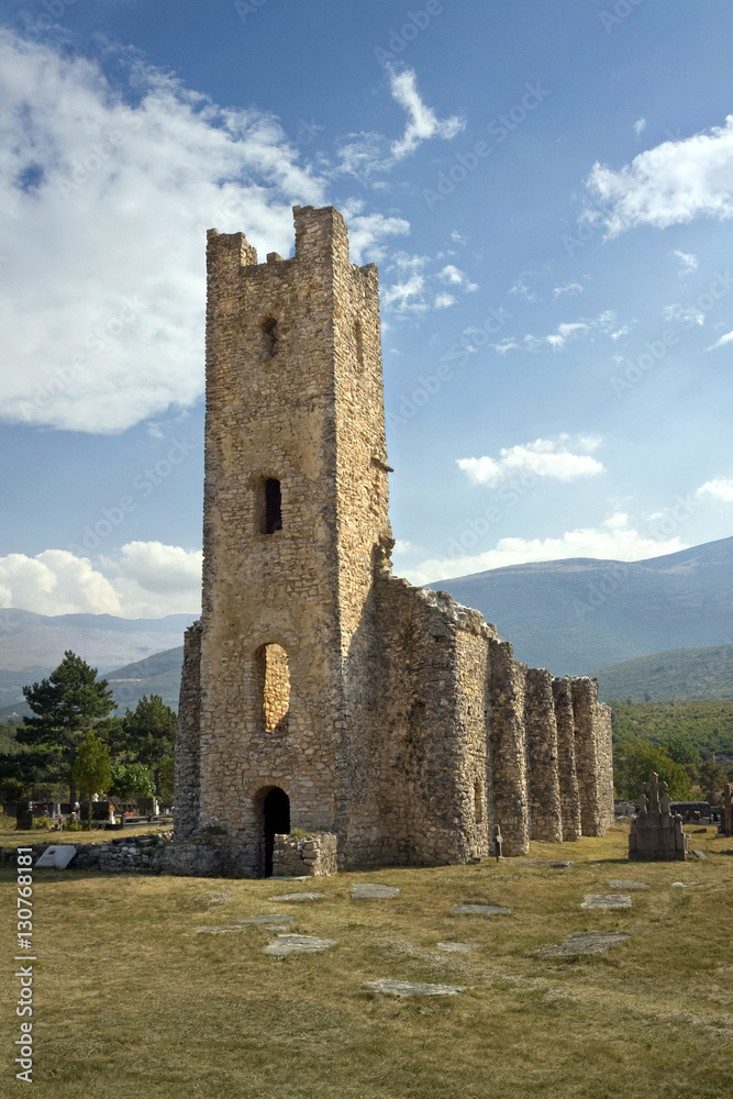 Ruins of early Croatian Church of Holy Salvation near source of river Cetina near town Vrlika