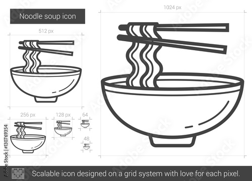 Noodle soup line icon.