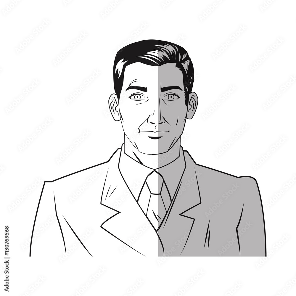 Man cartoon with suit icon. Male avatar person people and human theme. Isolated design. Vector illustration Man cartoon with suit icon. Male avatar person people and human theme. Isolated design. Vector illustration