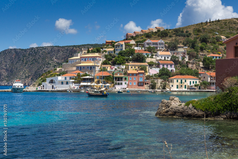 Port of village and beautiful sea bay, Kefalonia, Ionian islands, Greece