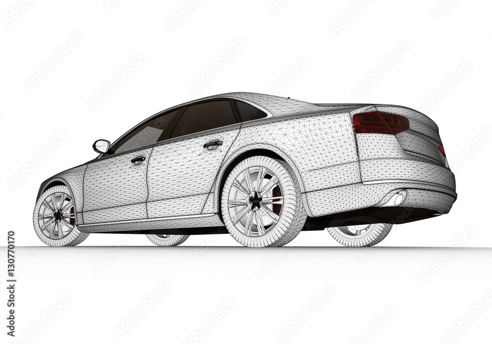 Naklejka premium Mesh car / 3D render image a 3D car with a mesh 