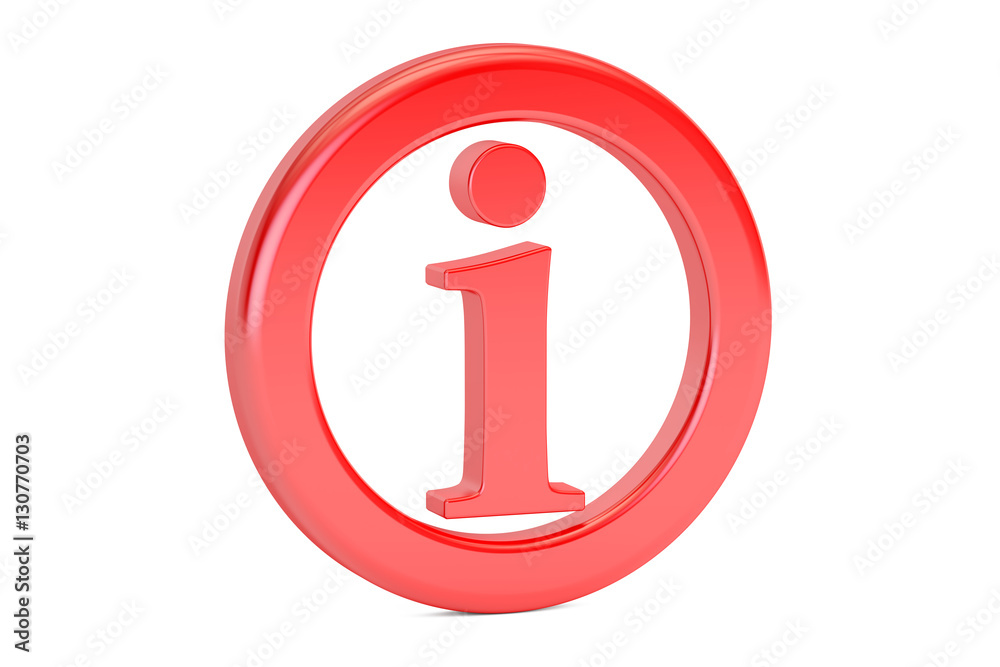Info red sign, symbol. 3D rendering