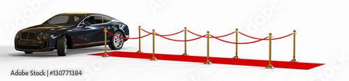 Red Carpet limousine   3D render image representing a high class limousine at the end of the red carpet