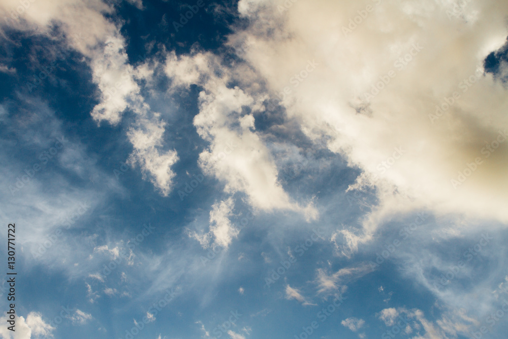 Clouds with blue sky background at sunset Clouds with blue sky background at sunset