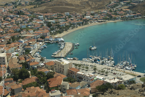 Lemnos island harbor. Greek port at Limnos, Myrina.