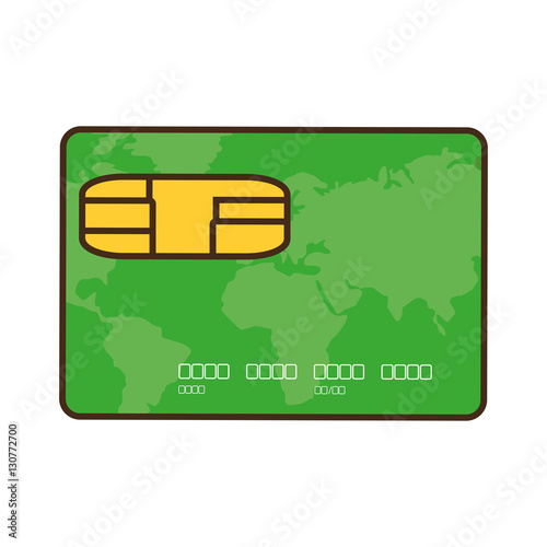 cartoon green credit card global bank vector illustration eps 10