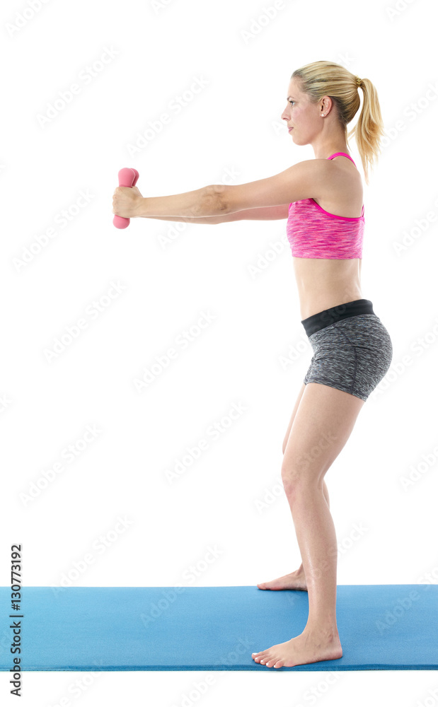 Sporty girl holding weights. Fitness gym concept. Sporty girl holding weights. Fitness gym concept.