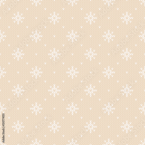 Winter Holiday Knitted Pattern with Snowflakes. Fair Isle Knitting Sweater Design. Seamless Christmas and New Year Background