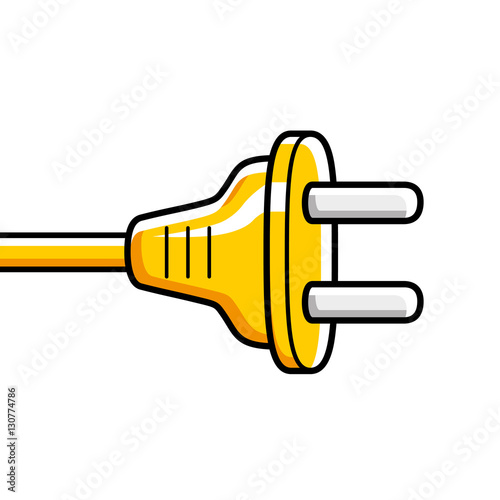 Yellow AC power plug icon isolated.