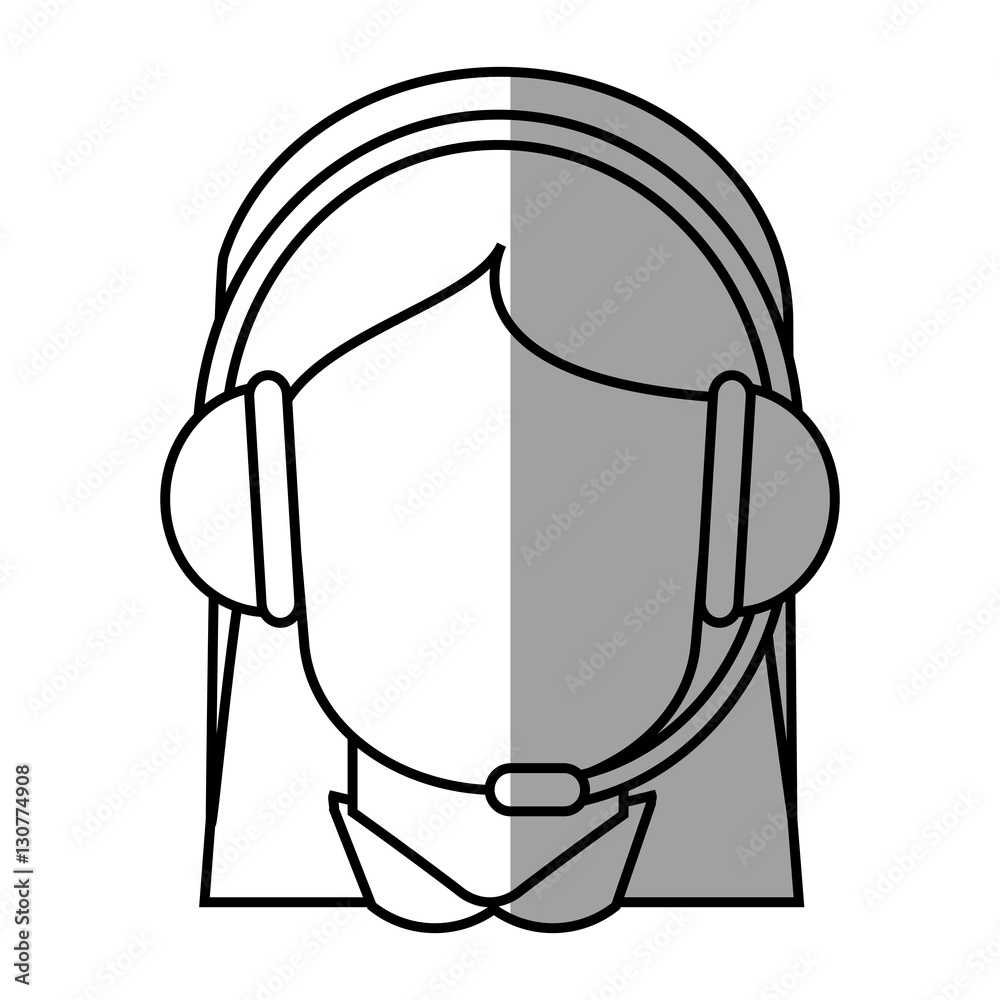 Operator woman with headphone icon. Call center and technical service theme. Isolated design. Vector illustration
