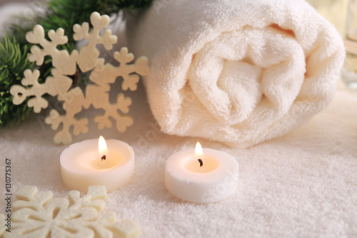 Spa treatment with Christmas decorations