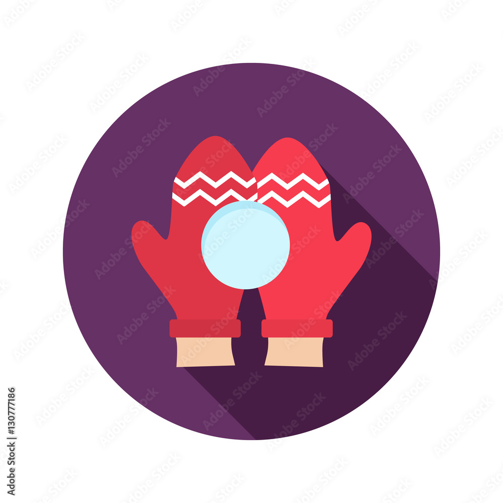 Hands in gloves with ice ball color icon. Flat design for web and mobile Hands in gloves with ice ball color icon. Flat design for web and mobile