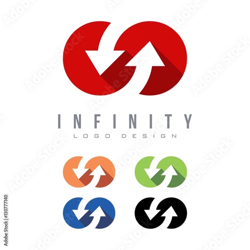 Arrow Infinity With Shadow Design Logo Vector, Simple For Business Logo