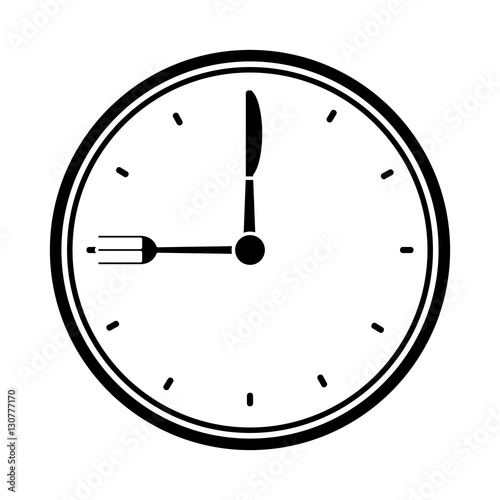 clock time dinner restaurant fork and knife pictogram vector illustration eps 10