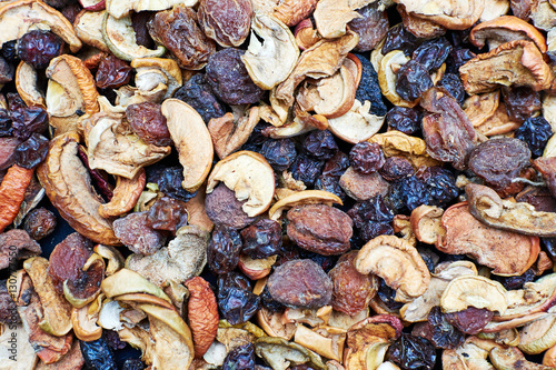 mixture of dried fruit for cooking compote closeup