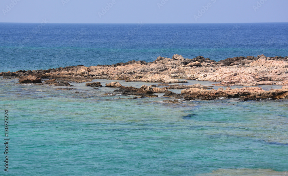 Amazing color of the water the Mediterranean Sea, beautiful Crete